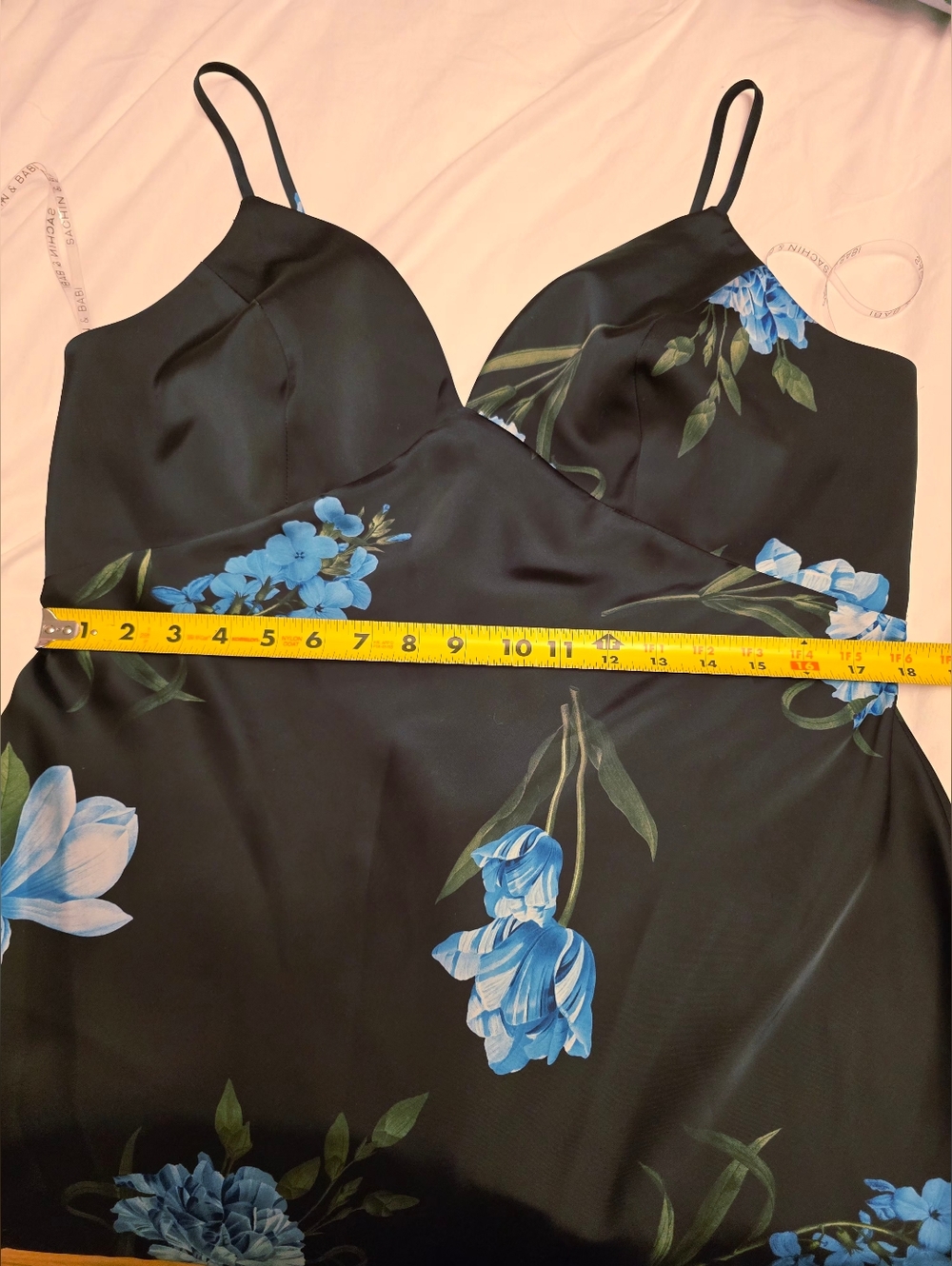 NWOT Sachin + Babi Floral Navy Blue A-Line, V-Neck Maxi Dress W/ Straps Sz 14 - Picture 12 of 14